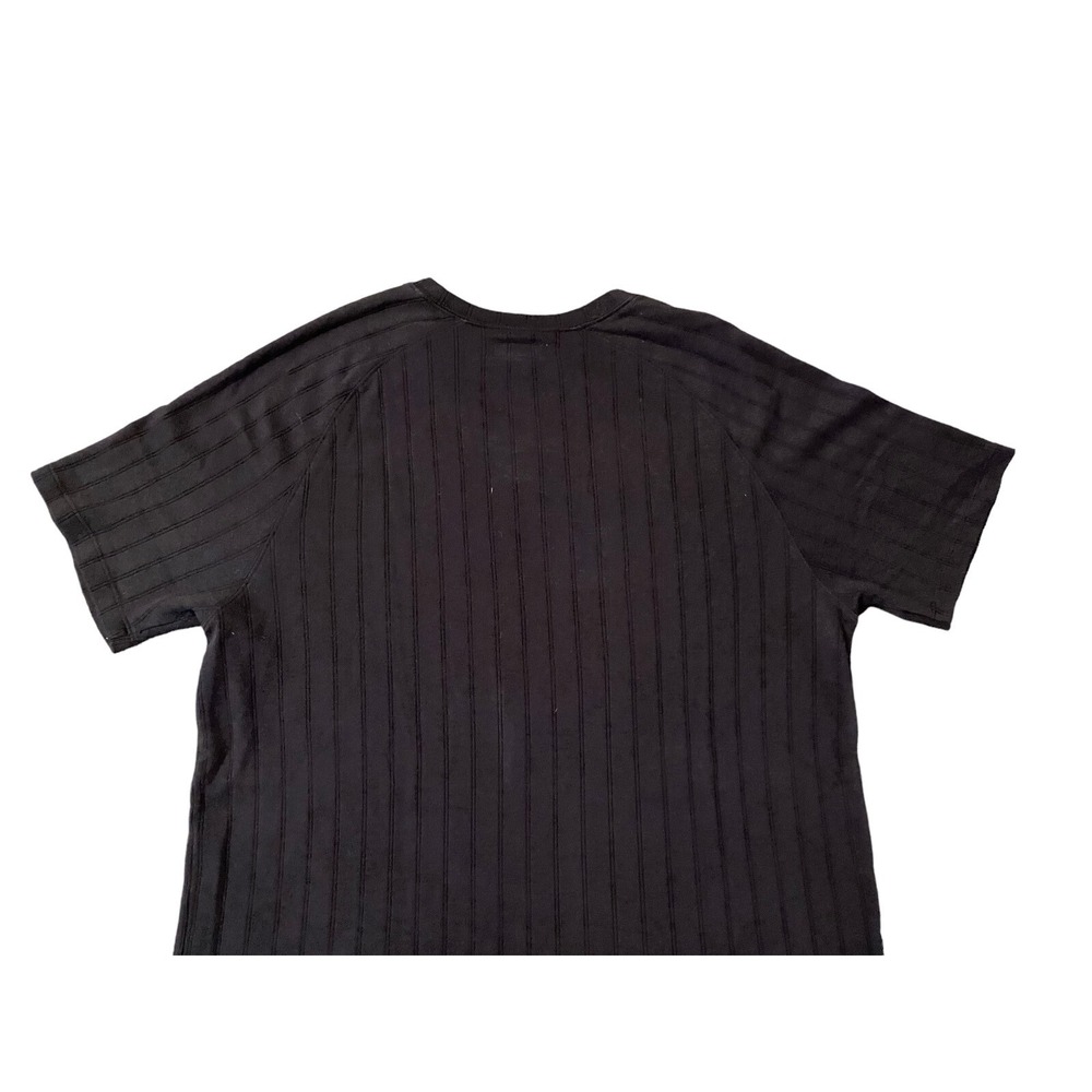 Guess Mens Large Black Ribbed V-Neck Raglan Short Sleeve T-Shirt Knit Top - Picture 11 of 12